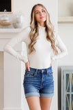 Simple Situation Mock Neck Bodysuit in White Pearl